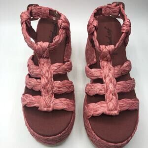 Free People Raffia Rendevous  Braided Platform Sandal Pink 41/11
